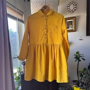 Bright yellow corduroy babydoll dress!🌞